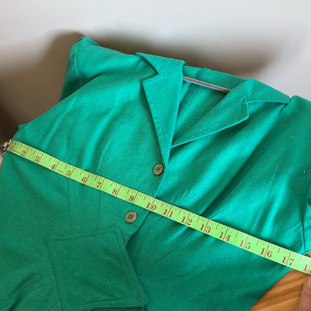 Vintage dress silk Amoretti Turquoise green Silk half sleeve retro 80s - Picture 12 of 15